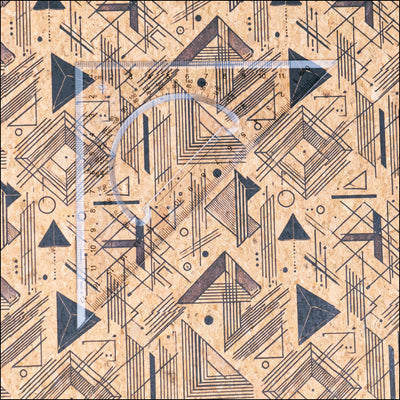 Geometric Collection - Triangle Lines Pattern Cork Fabric COF-737 1/2M (138*50 cm / 54*19 inches) cork fabric