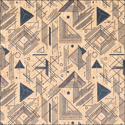 Geometric Collection - Triangle Lines Pattern Cork Fabric COF-737 1/2M (138*50 cm / 54*19 inches) cork fabric