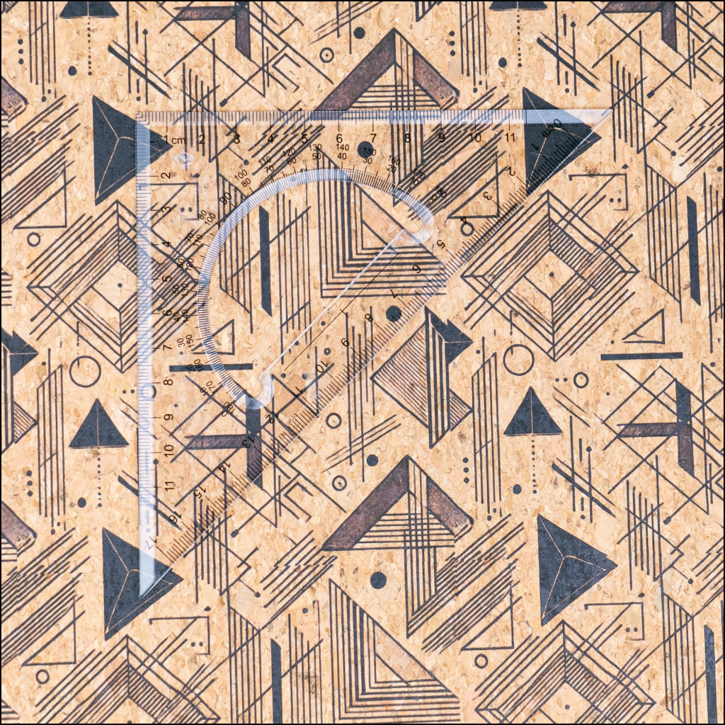Geometric Collection - Triangle Lines Pattern Cork Fabric COF-737 1/2M (138*50 cm / 54*19 inches) cork fabric