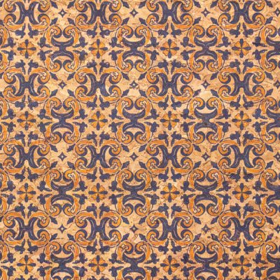 Geometric Flower Pattern Natural Cork Fabric Cof-412