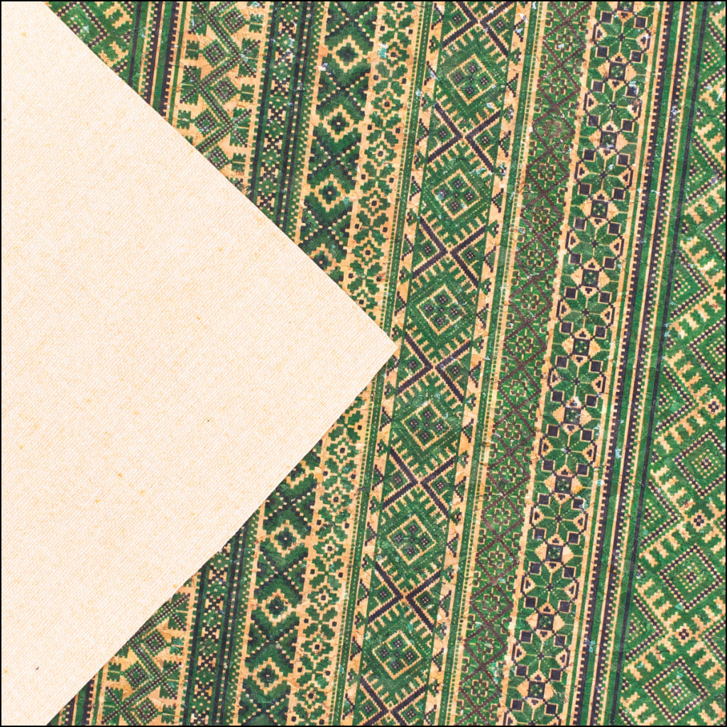 Geometric Pattern With Ethnic Motifs Cork Fabric Cof-239 Cork Fabric