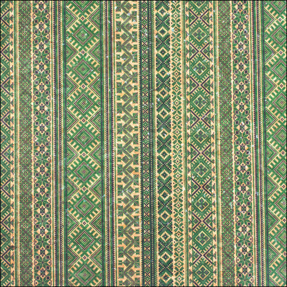 Geometric Pattern With Ethnic Motifs Cork Fabric Cof-239 Cork Fabric
