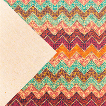 Geometric Wavy Stripes Colourful Flowers Cork Fabric Cof-265 Cork Fabric