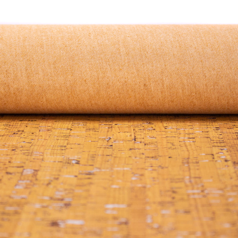 Glam Mustard Yellow With Silver- Cork Textile Sheet Rustic Cof-369 Fabric