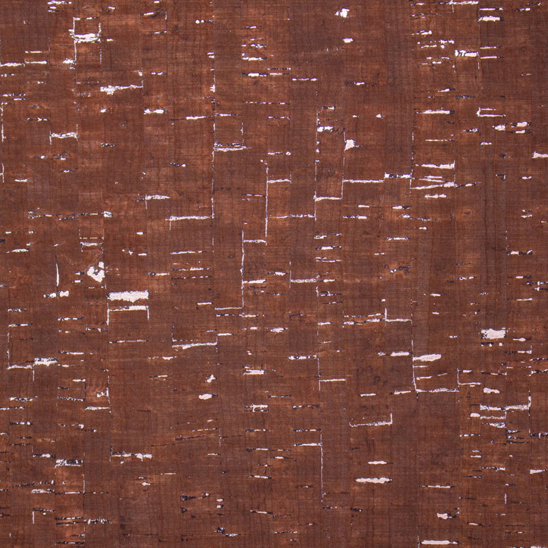 Glam Umber Brown With Silver- Cork Textile Sheet Rustic Cof-368 Fabric
