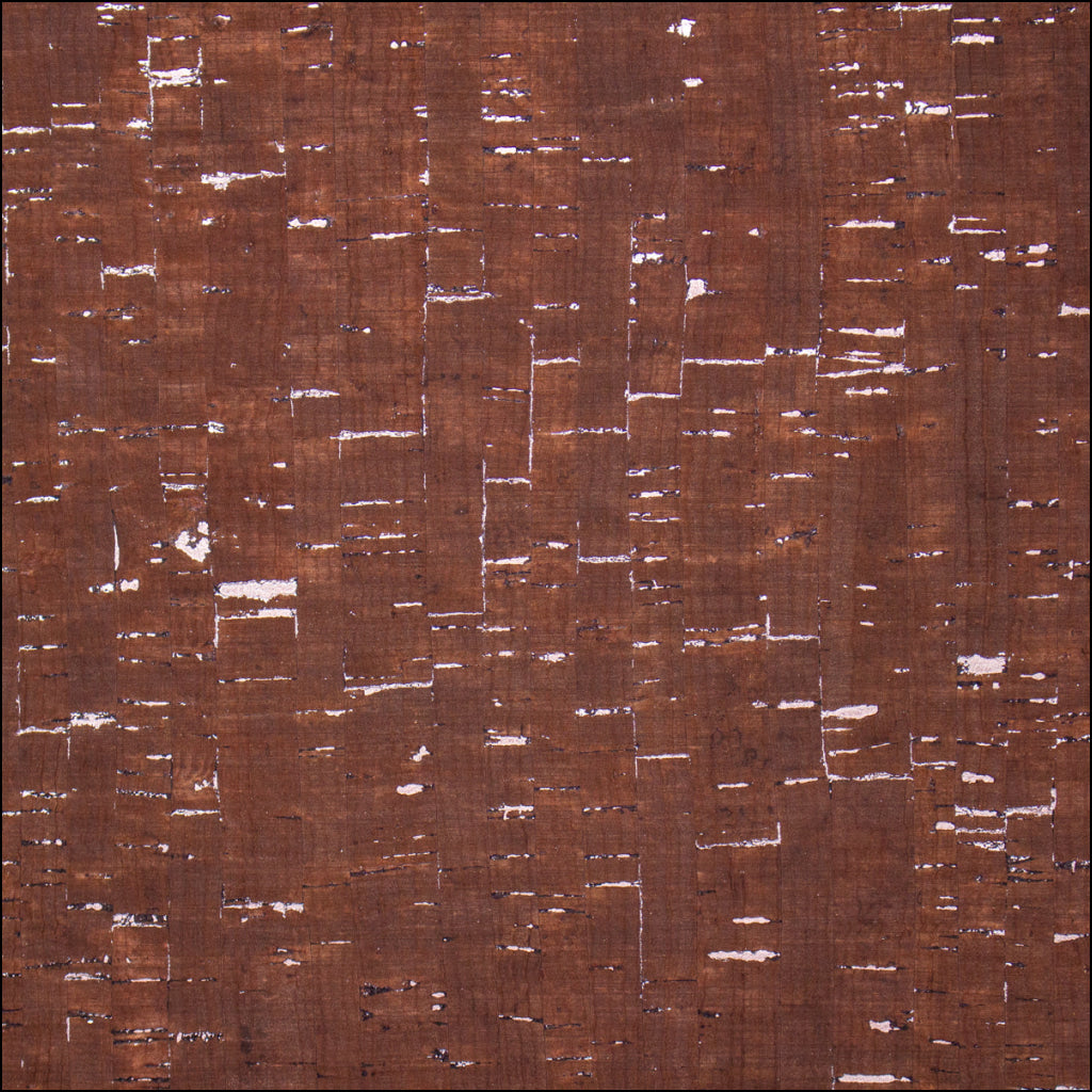 Glam Umber Brown With Silver- Cork Textile Sheet Rustic Cof-368 Fabric