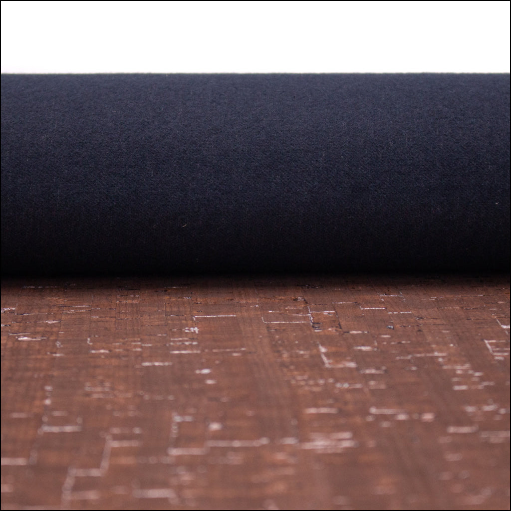 Glam Umber Brown With Silver- Cork Textile Sheet Rustic Cof-368 Fabric