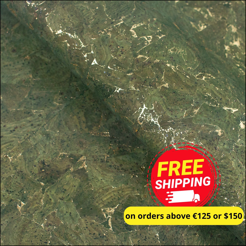 Green And Gold Verdant Terrain Cork Fabric Cof-494 Cork Fabric