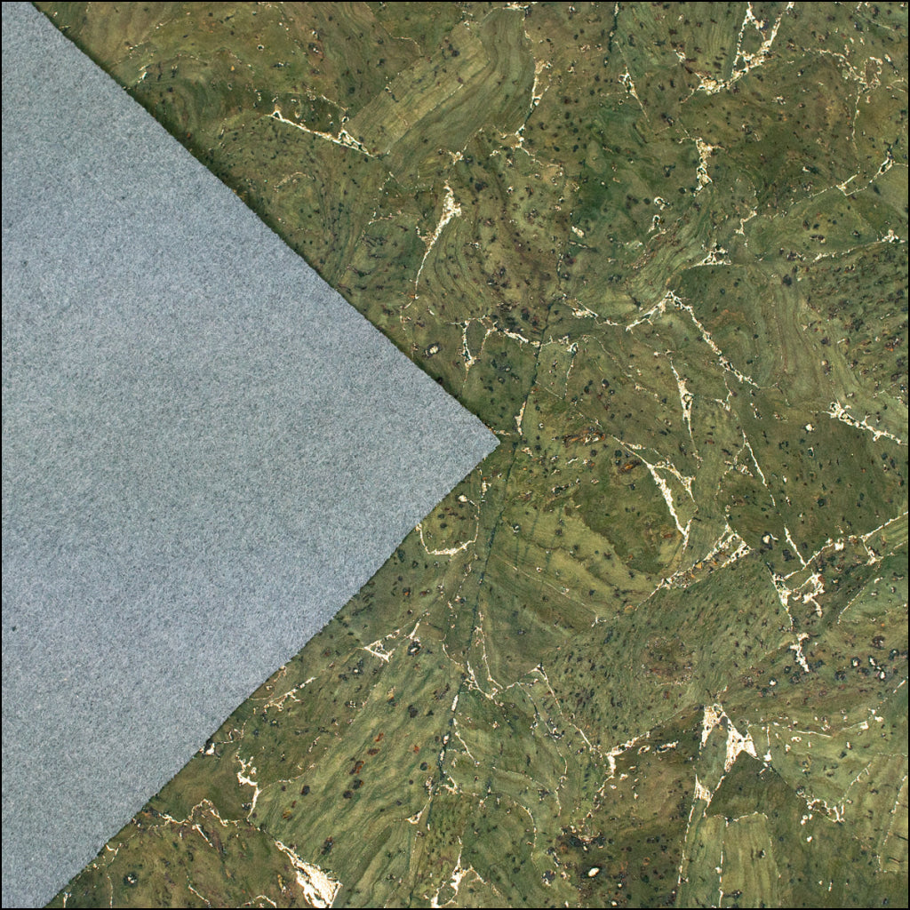 Green And Gold Verdant Terrain Cork Fabric Cof-494 Cork Fabric