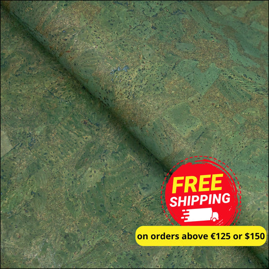 Green Block-Style Cork Fabric With Black Backing 0.81Mm Thickness Cof-536-C Cork Fabric