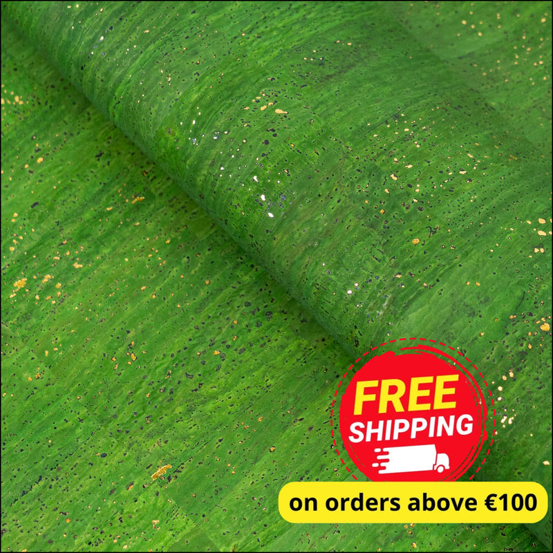 Green Cork Fabric with Gold Flecks COF-647 cork fabric
