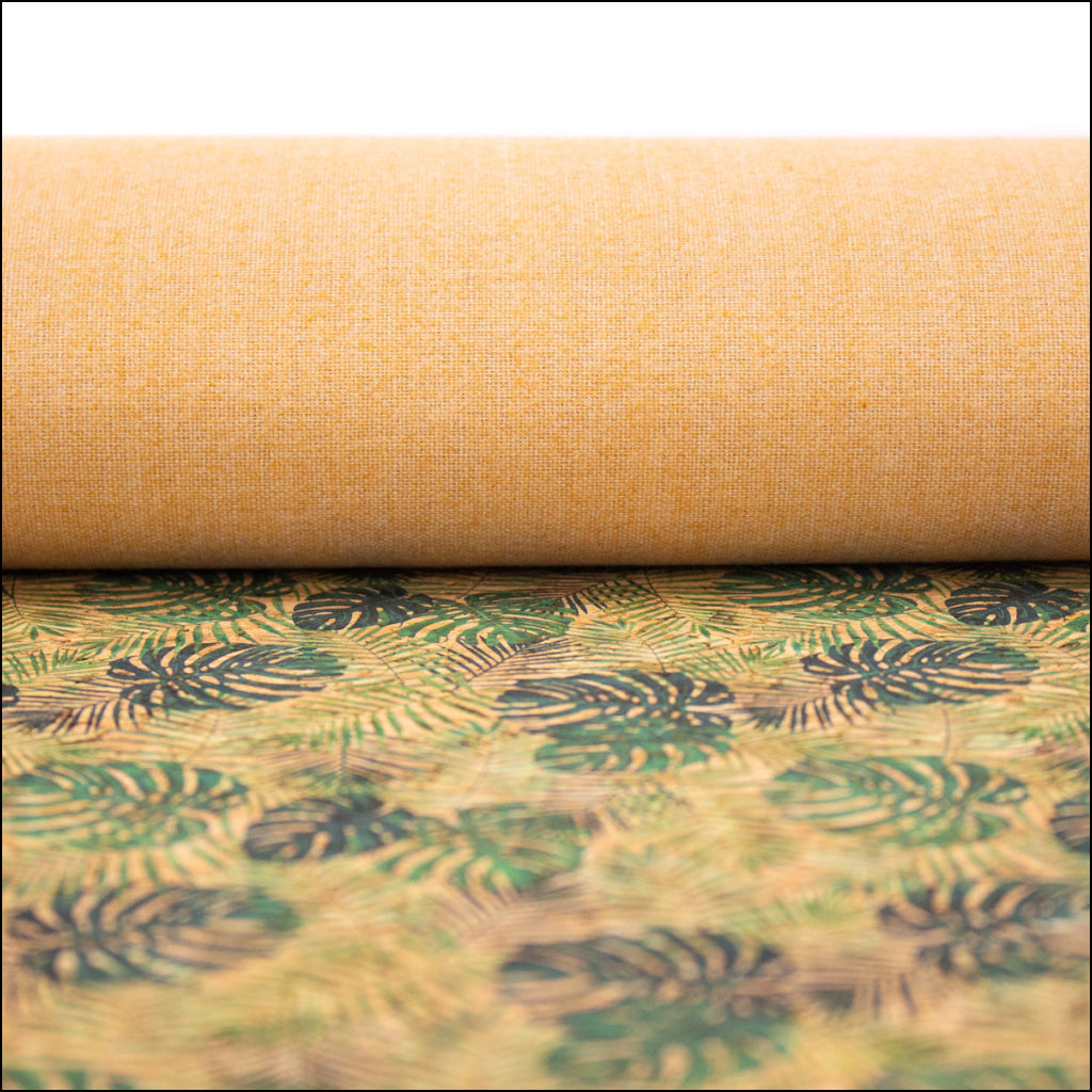 Green Leaves Pattern Cork Fabric Cof-373 Cork