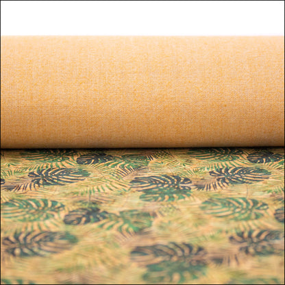Green Leaves Pattern Cork Fabric Cof-373 Cork