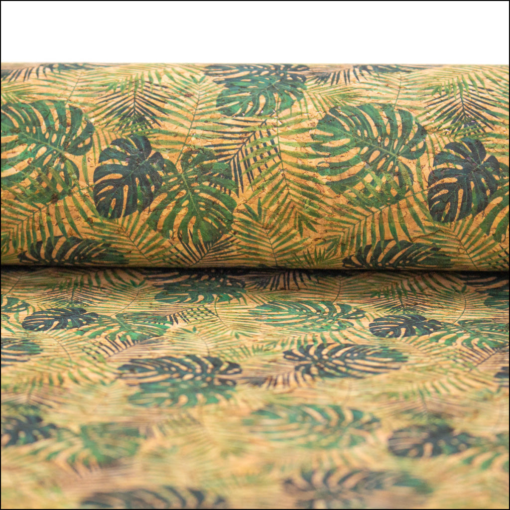 Green Leaves Pattern Cork Fabric Cof-373 Cork