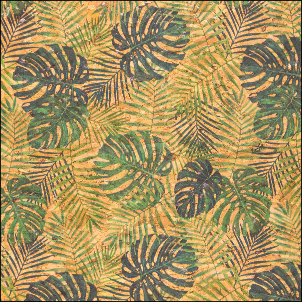 Green Leaves Pattern Cork Fabric Cof-373 Cork