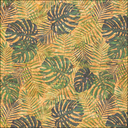 Green Leaves Pattern Cork Fabric Cof-373 Cork