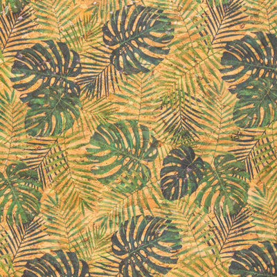 Green Leaves Pattern Cork Fabric Cof-373 Cork