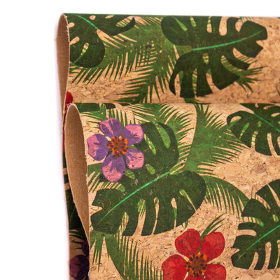Green Palm Leaves And Flowers Cork Fabric Cof-394 Cork Fabric
