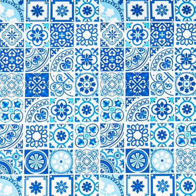 High-Quality Printed Cork Fabric With Blue Portuguese Tile Pattern Cof-567 Cork Fabric