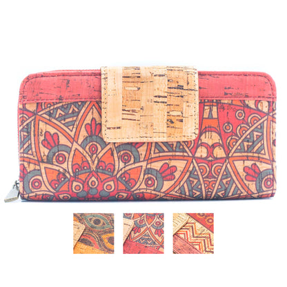 Folding wallet Mandala flower pattern- Vegan Cork Wallet HY-004/5/6