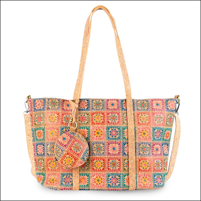 Large Cork Tote Crossbody Bag for Women – Dual Strap Vegan Handbag with Coin Pouch BAGD 317 C Flash Sales