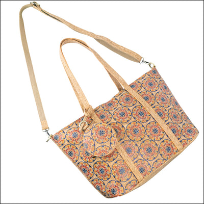Large Cork Tote Crossbody Bag for Women – Dual Strap Vegan Handbag with Coin Pouch BAGD 317 Flash Sales