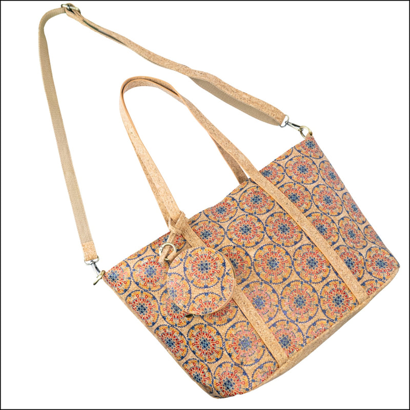 Large Cork Tote Crossbody Bag for Women – Dual Strap Vegan Handbag with Coin Pouch BAGD 317 Flash Sales