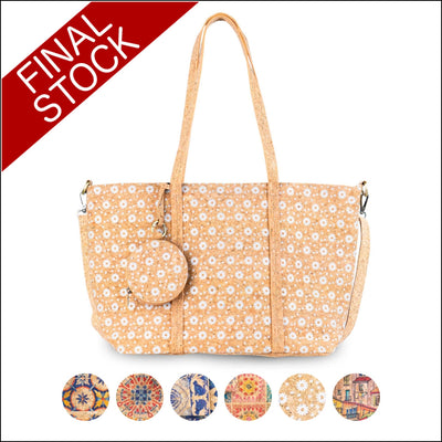 Large Cork Tote Crossbody Bag for Women – Dual Strap Vegan Handbag with Coin Pouch BAGD 317 Flash Sales