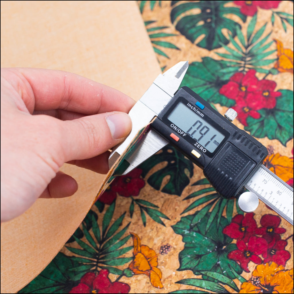 Large Flower And Palm Leaves Pattern Cork Natural Fabric Cof-284-B Cork Fabric