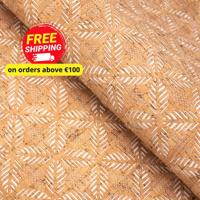 Laser-Cut Cork Fabric With Leaf Motif Design - 1.2Mm Thickness Cof-416 Cork Fabric