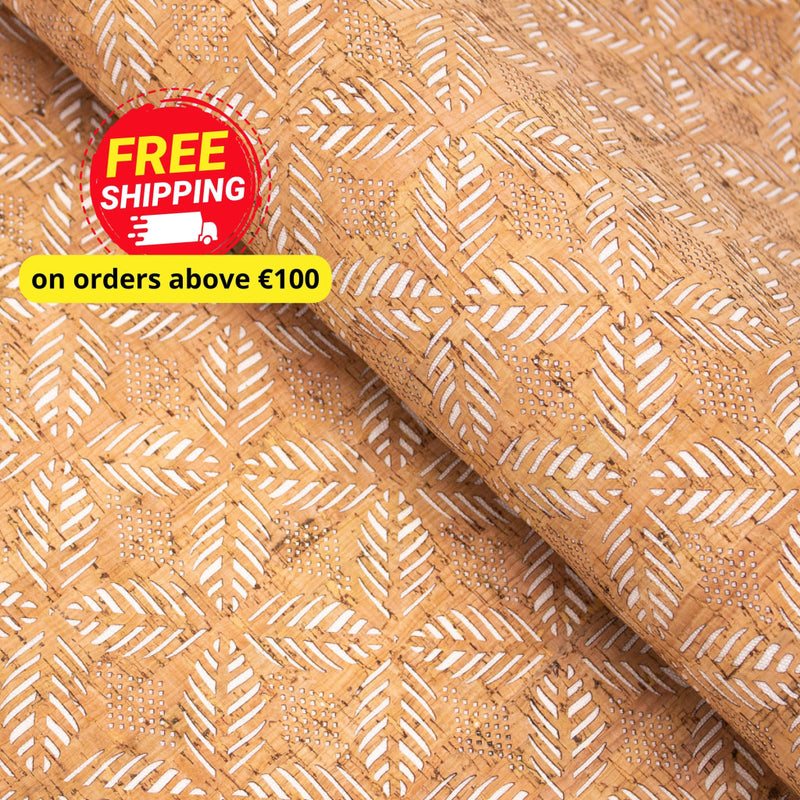 Laser-Cut Cork Fabric With Leaf Motif Design - 1.2Mm Thickness Cof-416 Cork Fabric