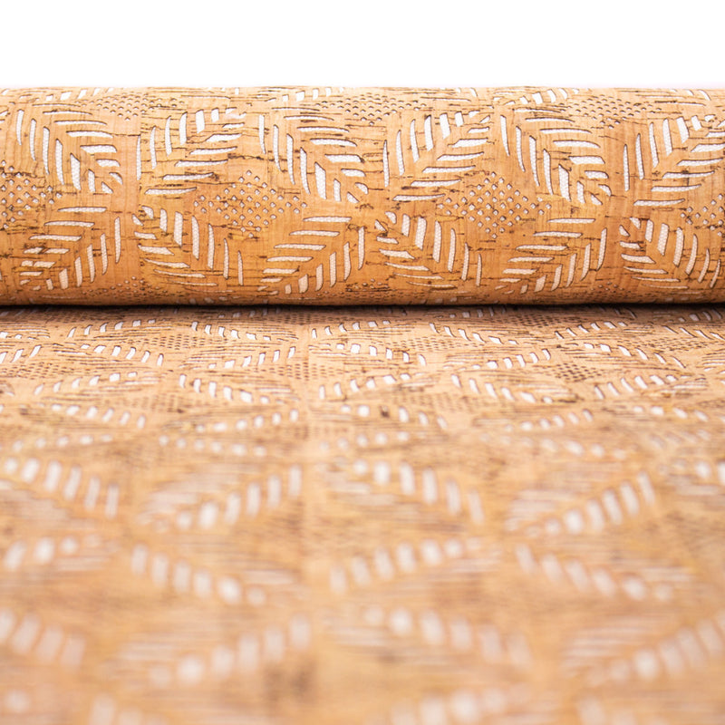 Laser-Cut Cork Fabric With Leaf Motif Design - 1.2Mm Thickness Cof-416 Cork Fabric