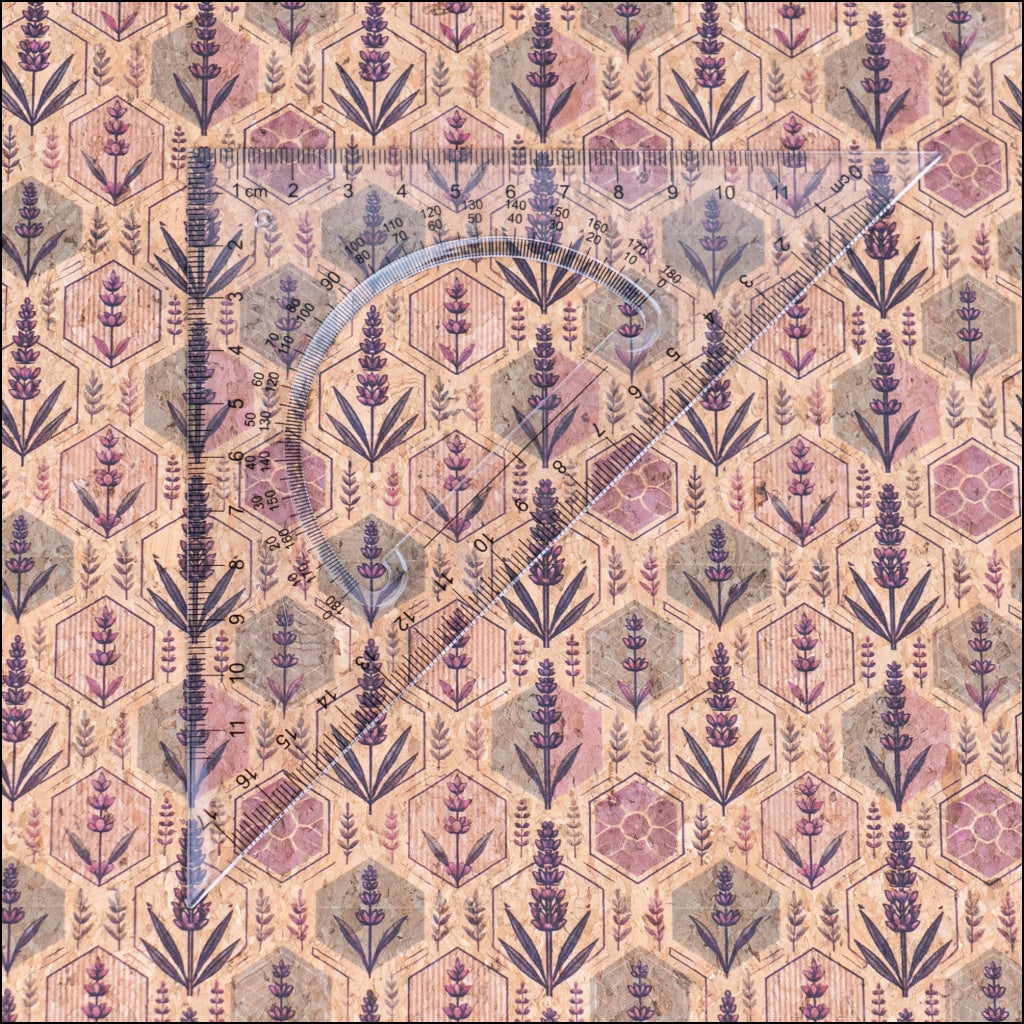 Lavender Honeycomb Botanical Pattern Cork Fabric COF-766 1/2M (138*50 cm / 54*19 inches) cork fabric