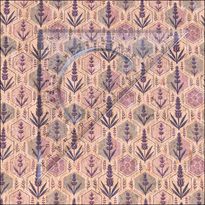 Lavender Honeycomb Botanical Pattern Cork Fabric COF-766 1/2M (138*50 cm / 54*19 inches) cork fabric