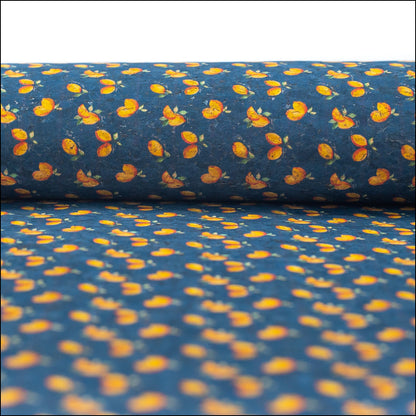 Lemon Print Natural Cork Fabric Cof-178 Cork Fabric
