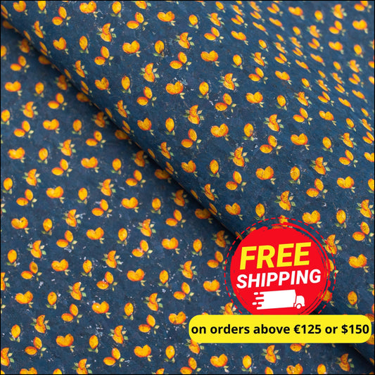 Lemon Print Natural Cork Fabric Cof-178 Cork Fabric