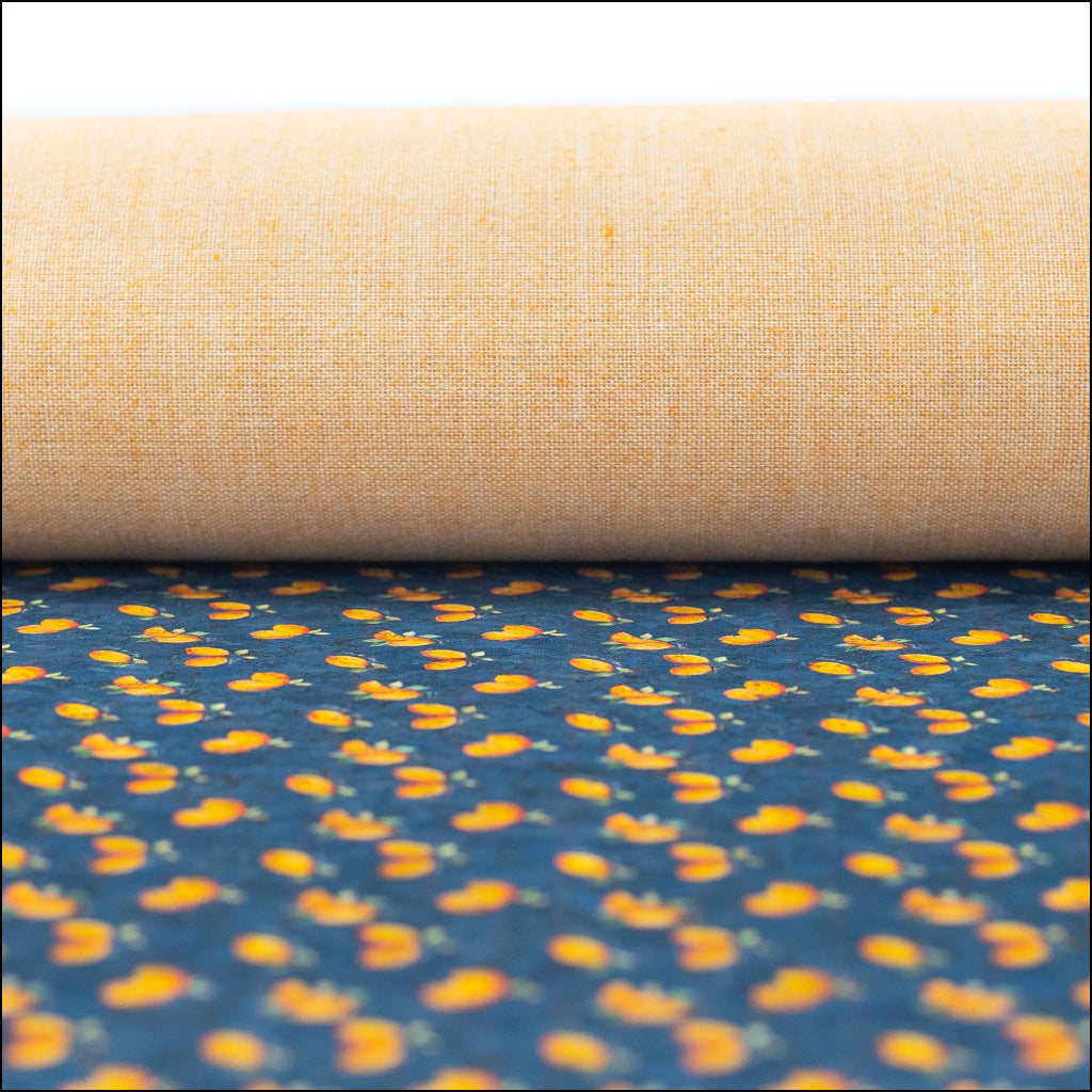 Lemon Print Natural Cork Fabric Cof-178 Cork Fabric