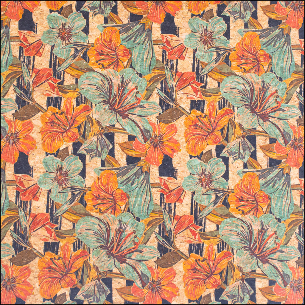 Lilies & Flowers Pattern Cork Fabric Cof-268-A Cork Fabric