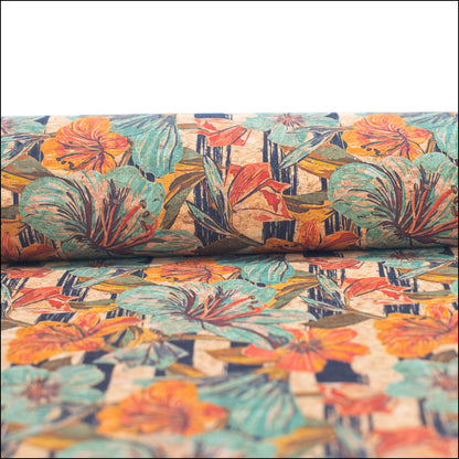 Lilies & Flowers Pattern Cork Fabric Cof-268-A Cork Fabric