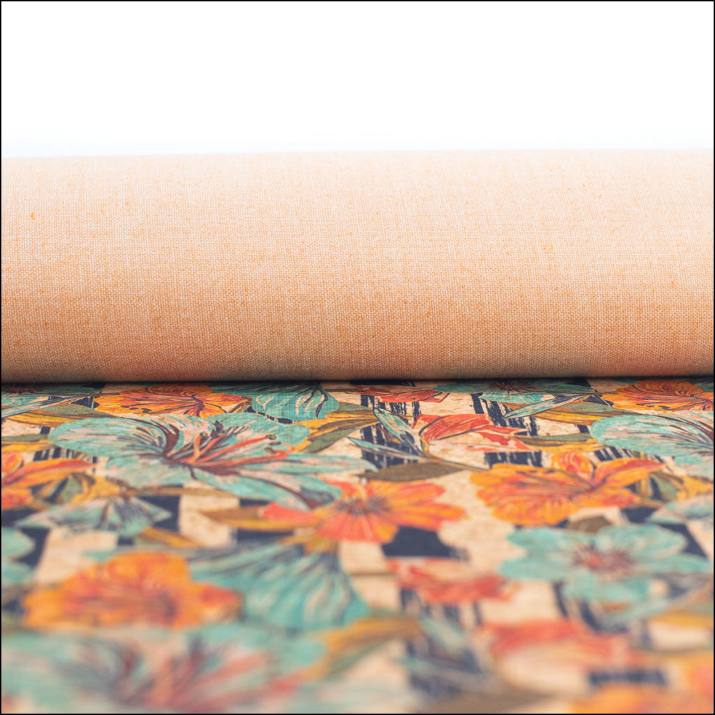 Lilies & Flowers Pattern Cork Fabric Cof-268-A Cork Fabric