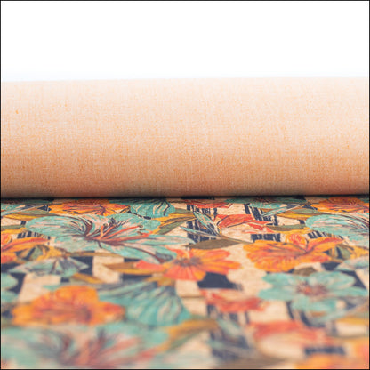 Lilies & Flowers Pattern Cork Fabric Cof-268-A Cork Fabric