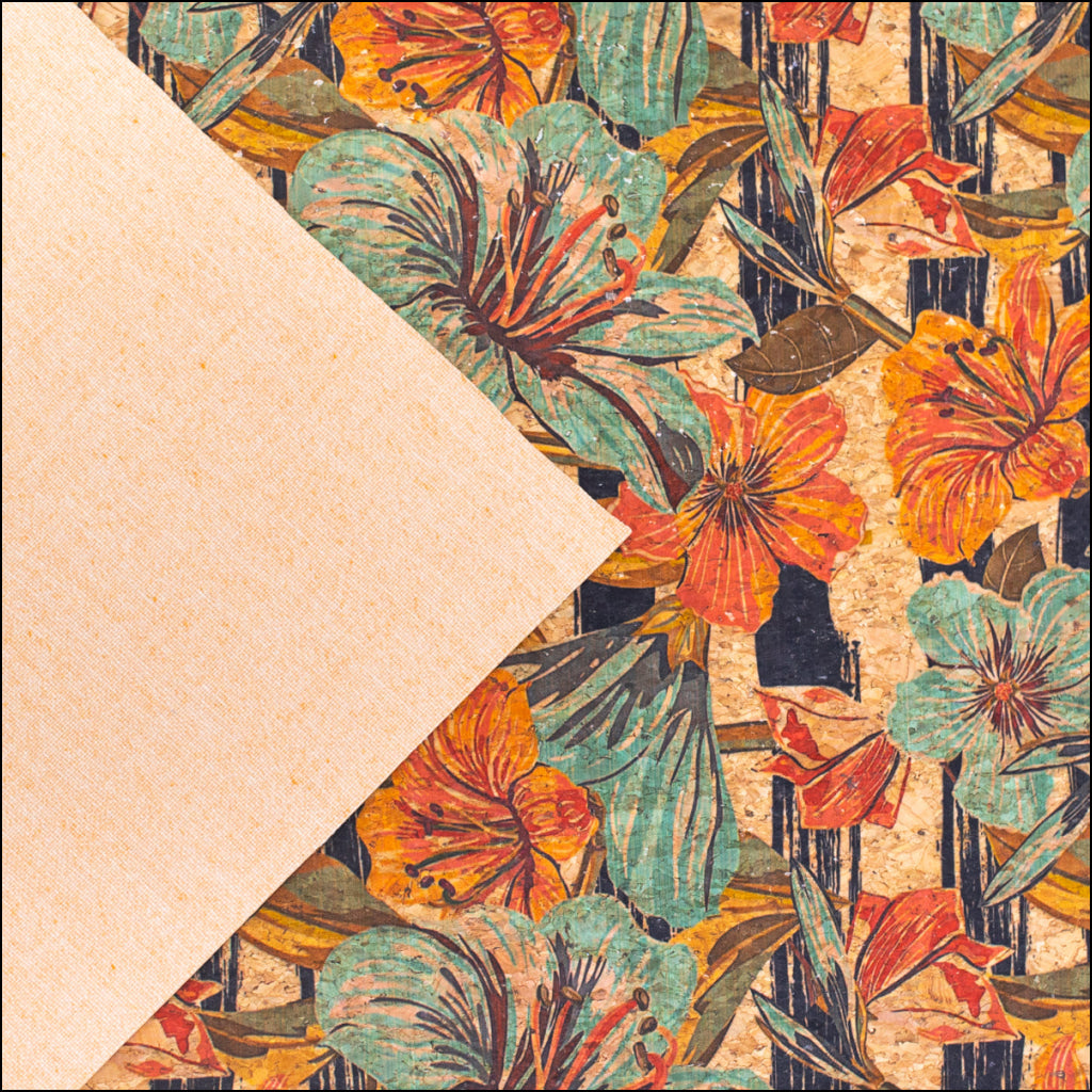 Lilies & Flowers Pattern Cork Fabric Cof-268-A Cork Fabric