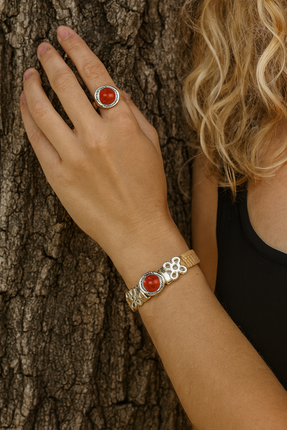 Natural cork cord and ceramic beads handmade bracelet and earring sets ，SET-031-MIX-6