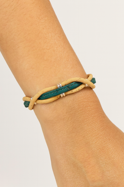 Natural cork and accessories Hand-woven cork bracelet for women BR-433-MIX-5