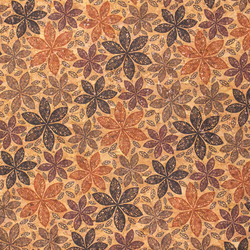 Maple Leaf Patterns And Circles Pattern Cork Fabric Cof-388 Cork