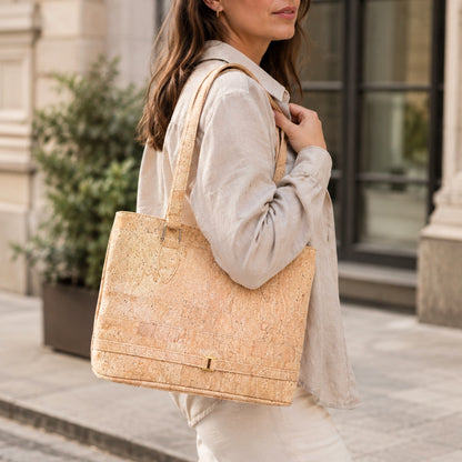 Premium Natural Cork Tote Handbag BAGP-385