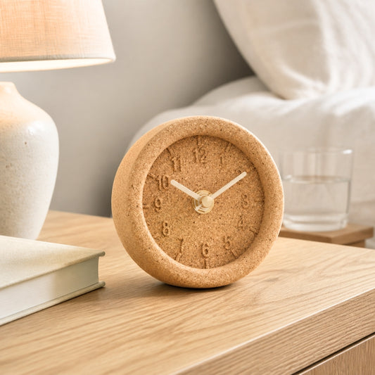 Round Natural Cork Desk Clock | L-1222