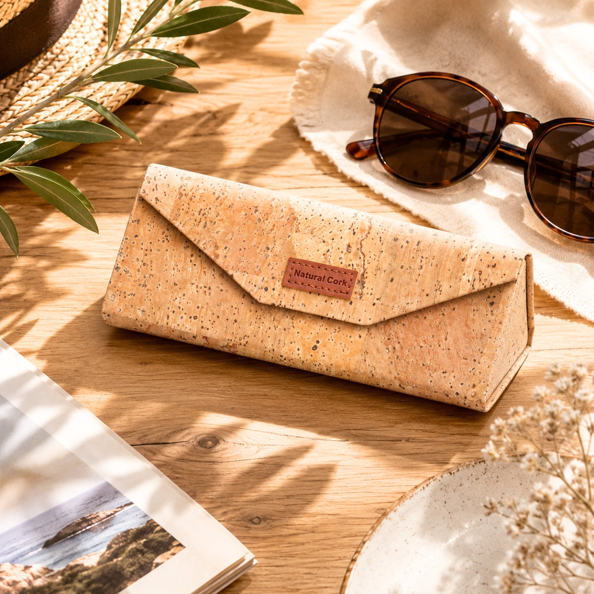 Foldable Natural Cork Glasses Cases L-1196-20 (20 Units)