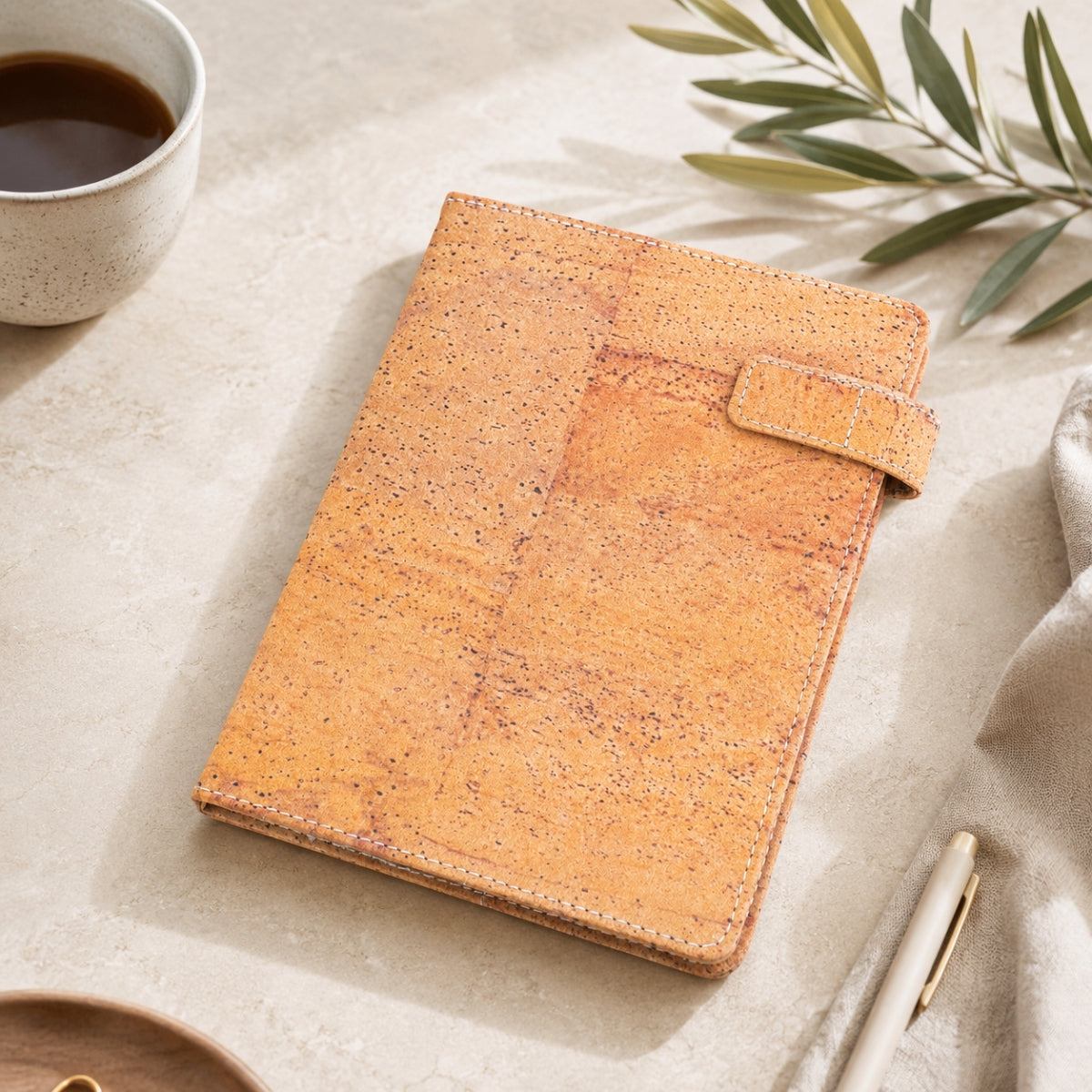 Natural Cork Notebook with Card Slots & Magnetic Closure – Vegan Journal L-1200