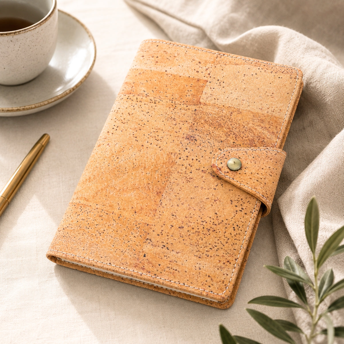 Natural Cork Organizer Notebook with Ring Binder & Card Slots – Vegan Journal L-1201